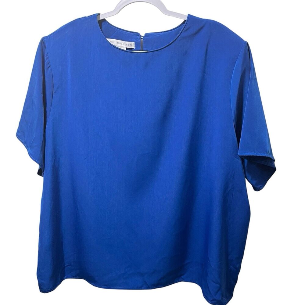 Jack Mulqueen Women Top Plus Size 22 24 Royal Blue Vintage 80s Shoulder Pad NWT
